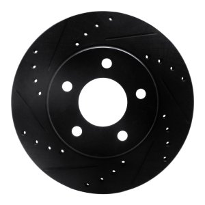 Buick Rendezvous Brake Rotor (1) - Front Left - R1 Concepts - Drilled & Slotted - Black - `01-`07